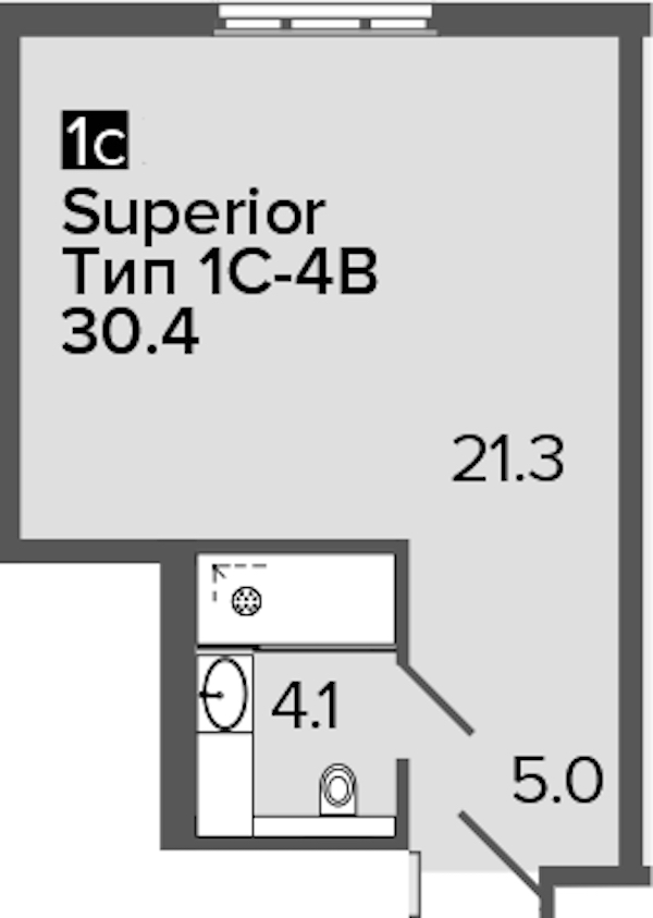Квартира студия 30.4 м², 11/16 эт., Апарт-отель «ARTSTUDIO M103»